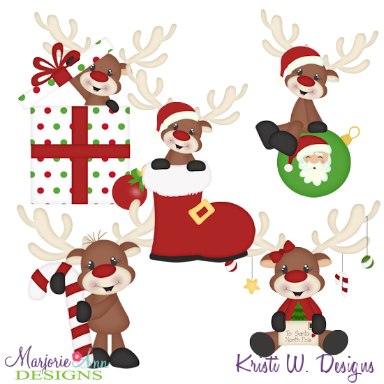 Christmas Reindeer SVG Cutting Files + Clipart - Click Image to Close